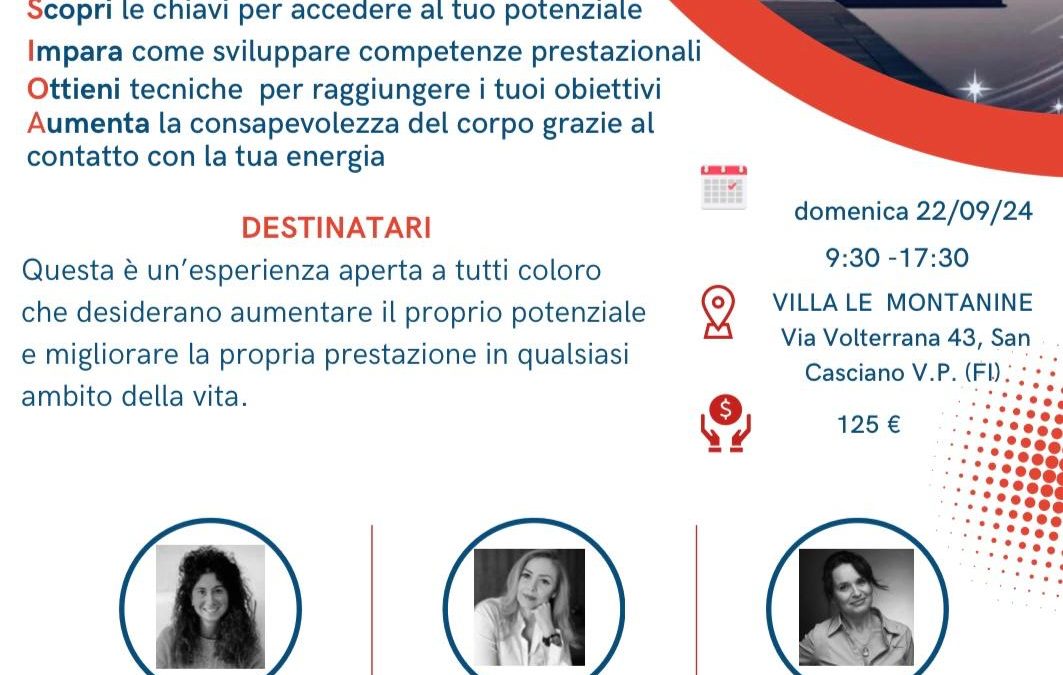 “Rileva il tuo potenziale” Workshop Esperienziale 22 settembre 2024